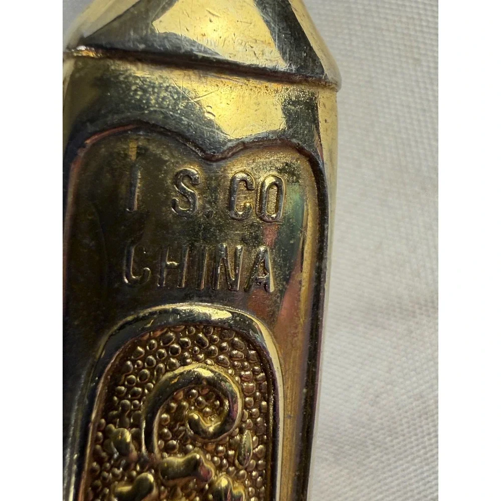 Vintage IS CO Gold Tone Floral Scroll Serving Spoon Silver Bowl China